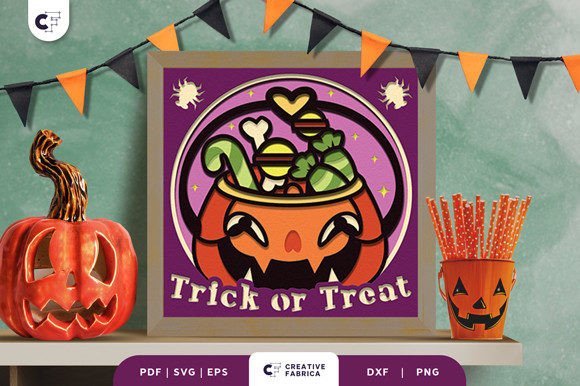 Download Trick or Treat Candies 3D Shadow Box - Premium Resources