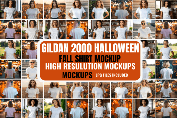 Download Gildan 2000 Halloween Fall Shirt Mockups - 200 Collection