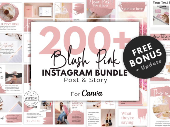 Download 200 Blush Pink Instagram Template Kit - 200 Collection